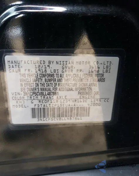 2020 Nissan Kicks Sv from USA, damaged, VIN 3N1CP5CV8LL487861